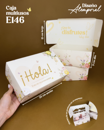 caja hola esto te va a encantar 23x15x9cm