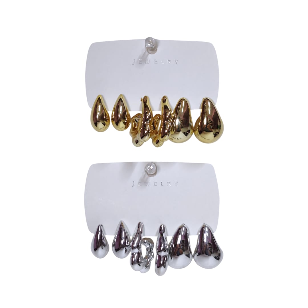 Cartón de aretes tipo gota x3 pares FANTASIA 3 Cartón de aretes tipo gota x3 pares FANTASIA - Imagen 7