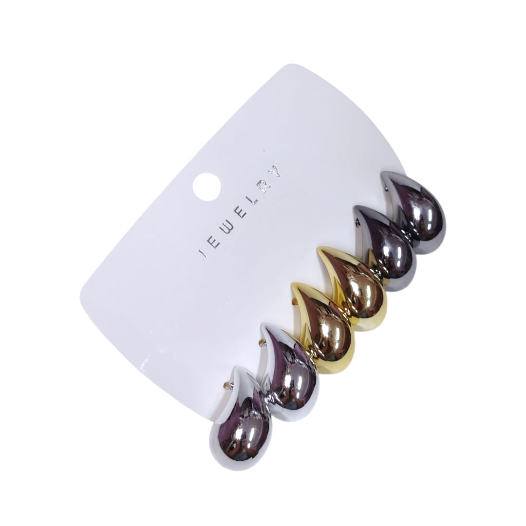 Cartón de aretes tipo gota x3 pares FANTASIA 6 Cartón de aretes tipo gota x3 pares FANTASIA - Imagen 4