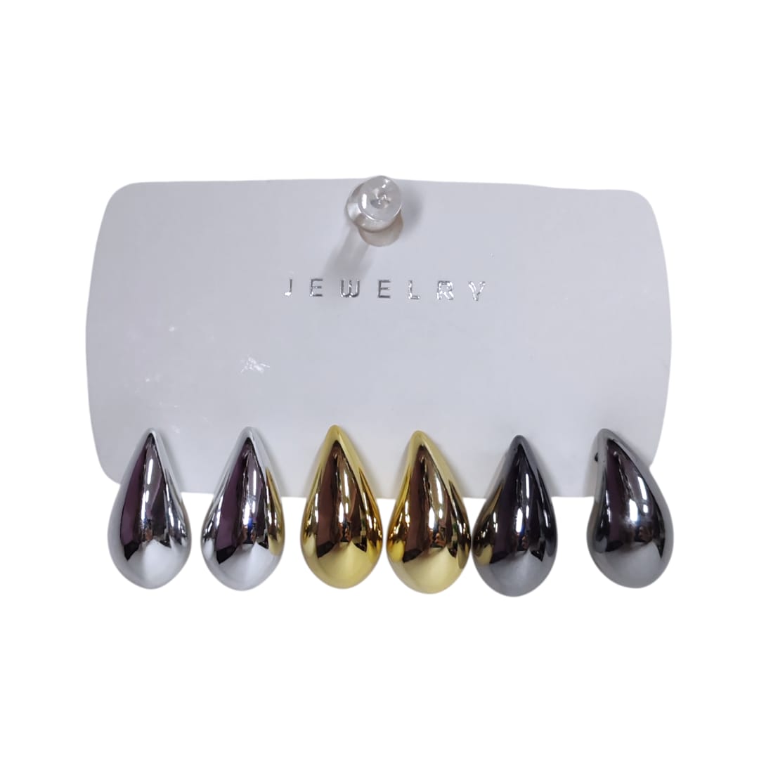 Cartón de aretes tipo gota x3 pares FANTASIA 7 Cartón de aretes tipo gota x3 pares FANTASIA - Imagen 3