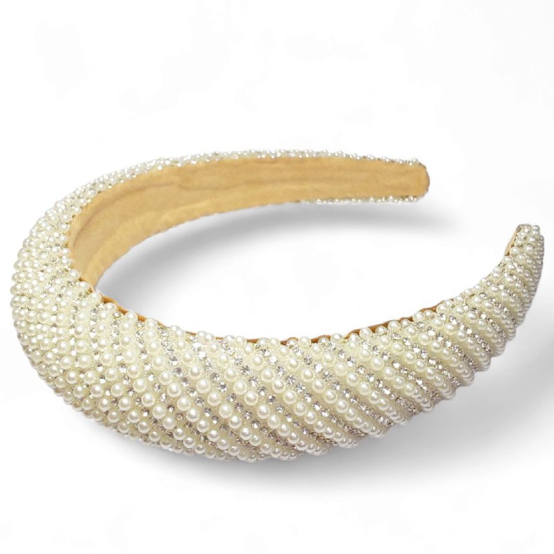 DIADEMA DE PERLAS LUJO BLANCA Diadema de lujo perlas gruesa - Imagen 1