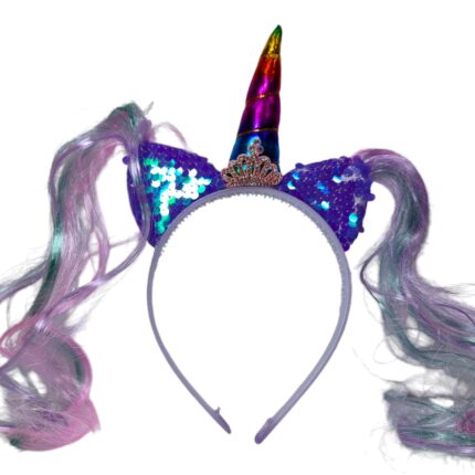Diadema unicornio con mechones