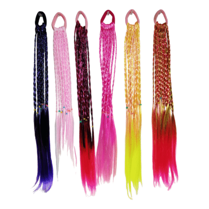 Extensión de colores trenzada con moña