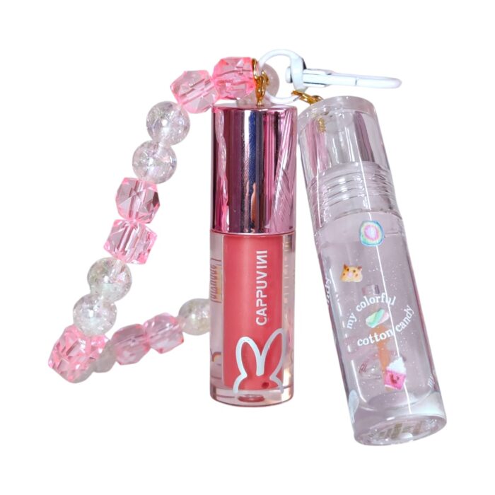 Duo de lip gloss surtidos con llavero LUJO - Imagen 1