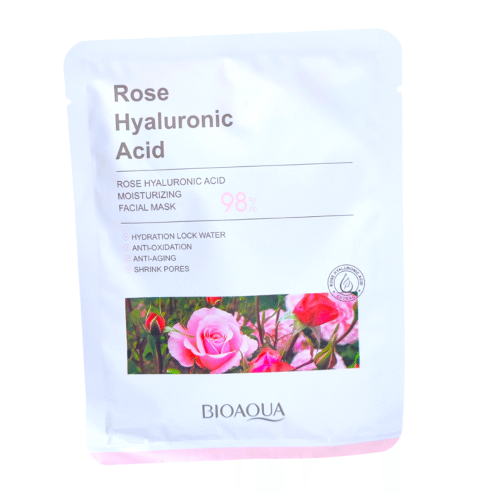 Mascarilla en velo de Acido Hialuronico y rosas BIOAQUA - Imagen 1