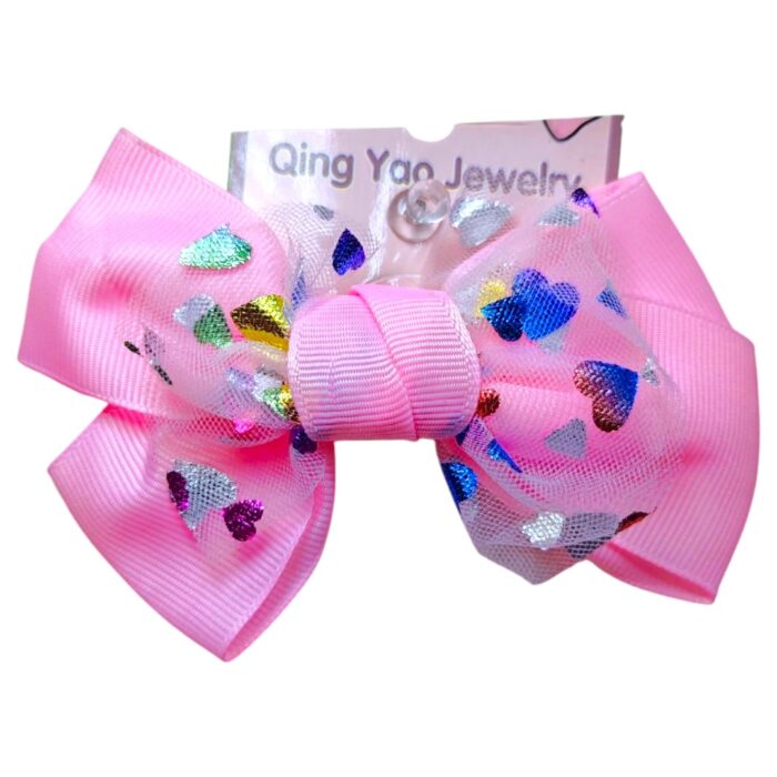 Pinza individual moño estampado corazones - Imagen 2