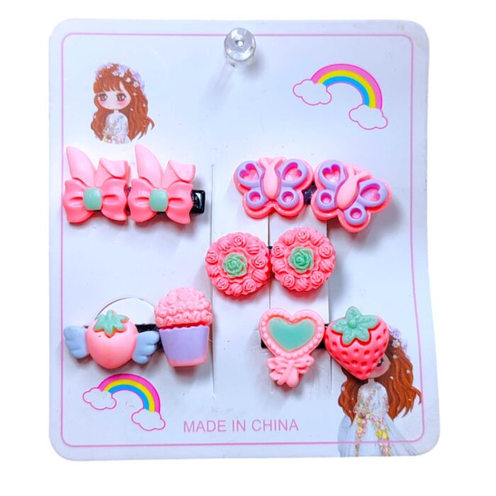 Pinzas para el cabello rosa MIX X5 - Imagen 1