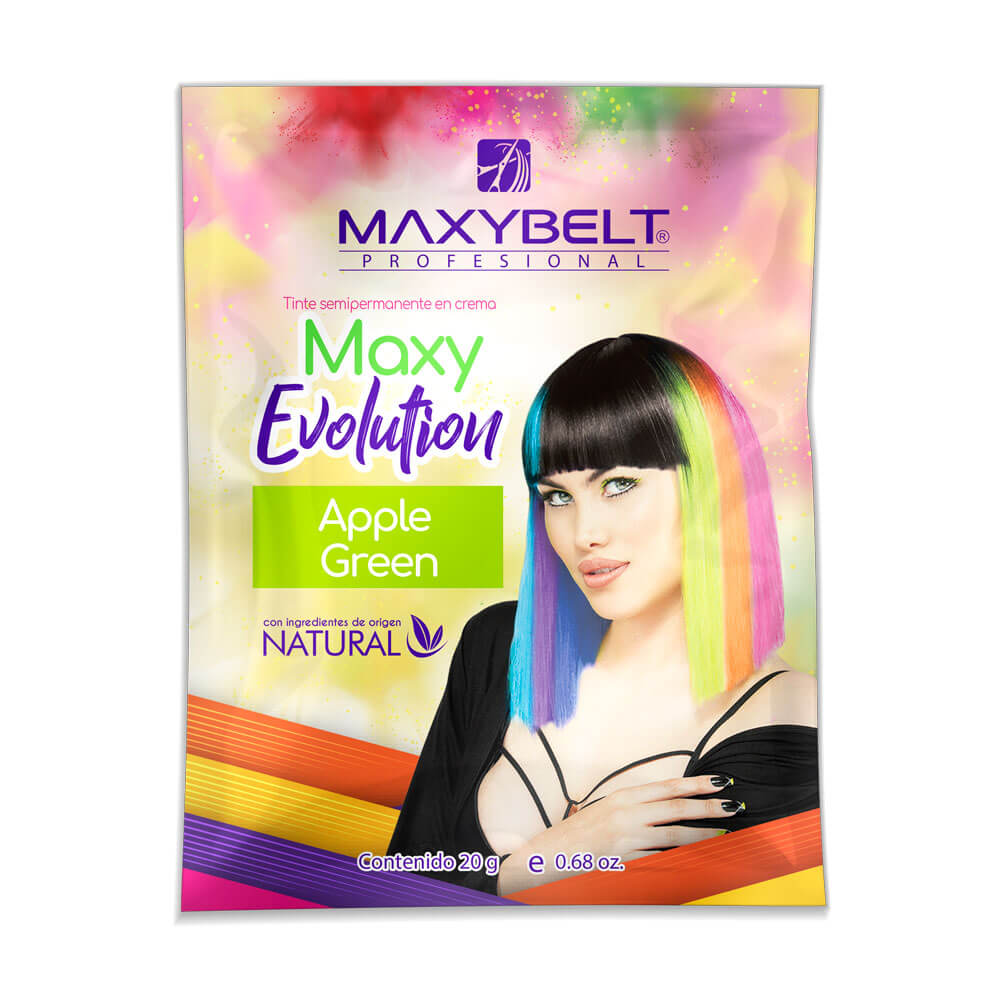 maxybelt-sachet-maxyevolution-apple-green-20g-02-2025 Tinte Semipermanente en Crema Maxy Evolution - Imagen 1